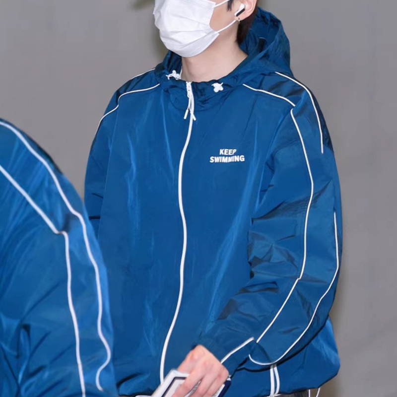 Kpop Keep Swimming Print Zippe - Windbreaker Anime Merchandise review and price